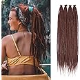 Kraler Dreadlock Extensions, 22" Medium Auburn Synthetic Crochet Dreads Extensions 100% Handmade Single Ended Dreads Thin 0.6cm Width Reggae Style Dreadlock for Girls(10 Strands)