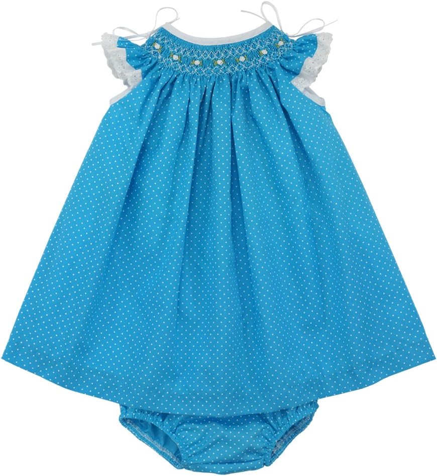 Marakitas Baby & Toddler Girl Smocked Dress – Angel Sleeve Cotton- Handmade Embroidery