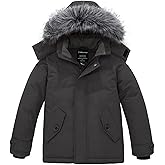 wantdo Boys' Winter Coat Waterproof Puffer Jacket Fleece Parka Hooded