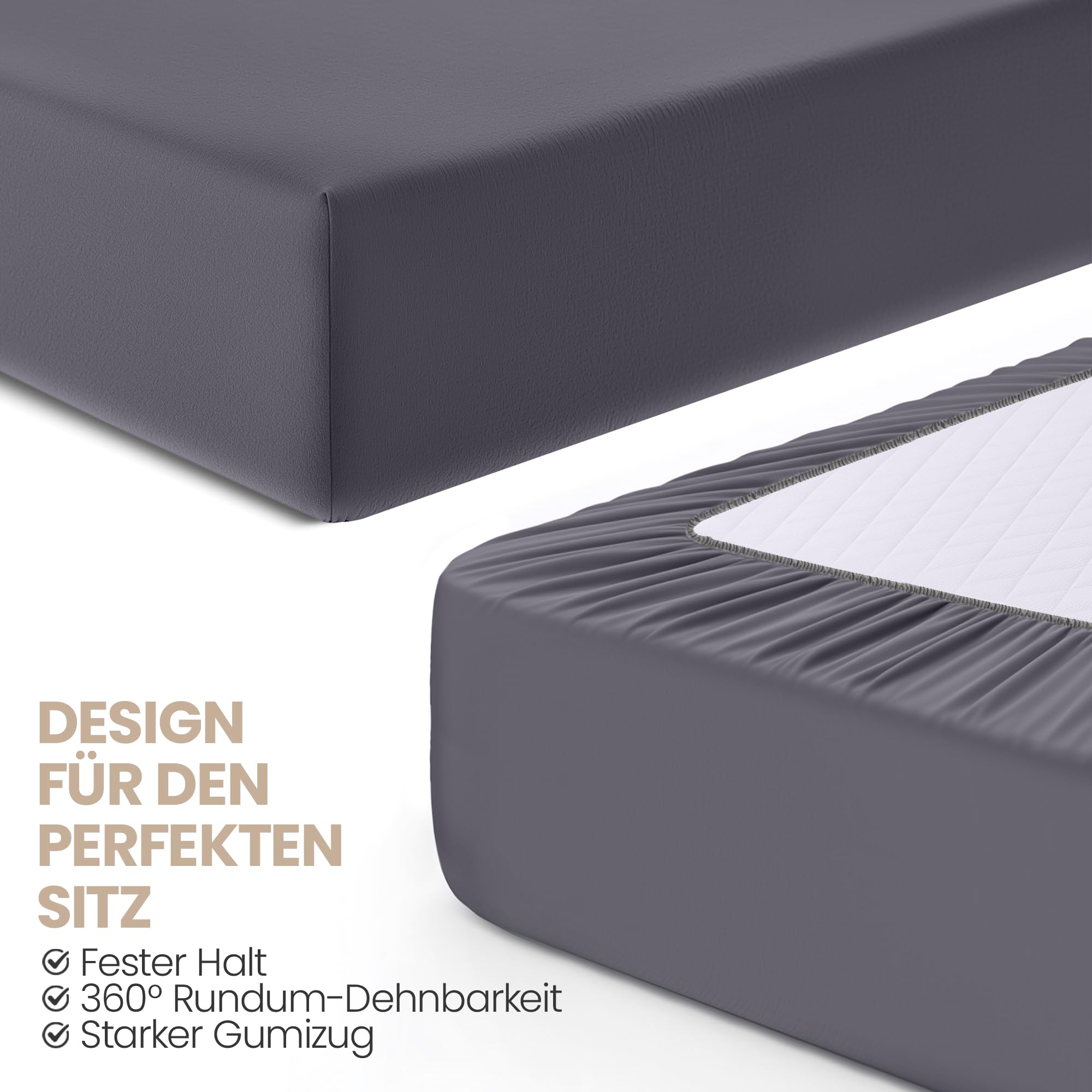 Utopia Bedding - 2er Set Spannbettlaken 90x200cm - Grau - Gebürstete Mikrofaser Spannbetttuch - 35 cm Tiefe Tasche 5