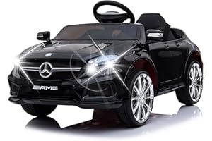 BOBIKE 12V Electric Car for Kids, Toddler Electric Vehicle, Children Ride On Toy with Parental Remote Control, Battery Powered Wheels, Double Doors, 5 Point Safety Belt,LED Light (Black)