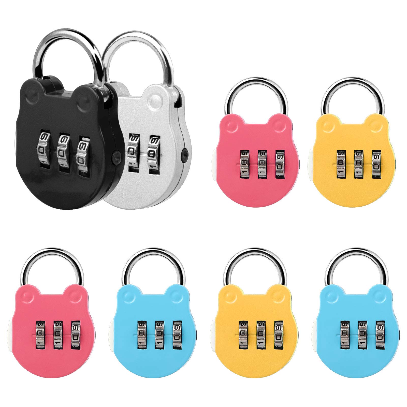 Jubaopen 8PCS Luggage Travel Security Padlock 3 Digit Combination Padlock Codes with Aluminum Alloy Gym Lock for Travel Luggage Tool Box Locker Fitness Backpack(4.9×3.2×1.2cm, 5Colors)