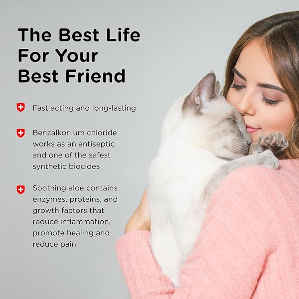 NUTRI-VET ANTIMICROBIAL WOUND SPRAY FOR CATS, CAT WOUND CLEANSER WITH ALOE AND VITAMIN E, HELPS SKIN CARE AND REDUCE PAIN, KITTEN SUPPLIES, 4 OZ