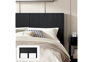 mopio Brooklyn 80.8" Headboard Only, Wood Headboard, Modern Farmhouse, Boho, Wall Mount, Fluted Panel, Wingback Design (Black Oak, King)