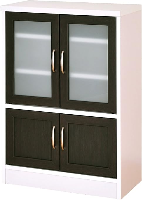 Amazon Co Jp 佐藤産業 Cafetira キャビネット 食器棚 幅58cm 奥行30cm 高さ 5cm ホワイト ブラウン 可動棚 Cts90 60g ホーム キッチン