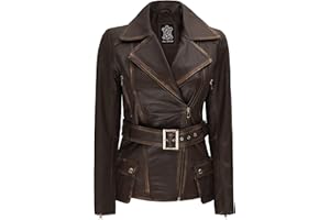 Decrum Leather Jacket Women - Real Lambskin Belted Asymmetrical Style Womens Leather Jackets