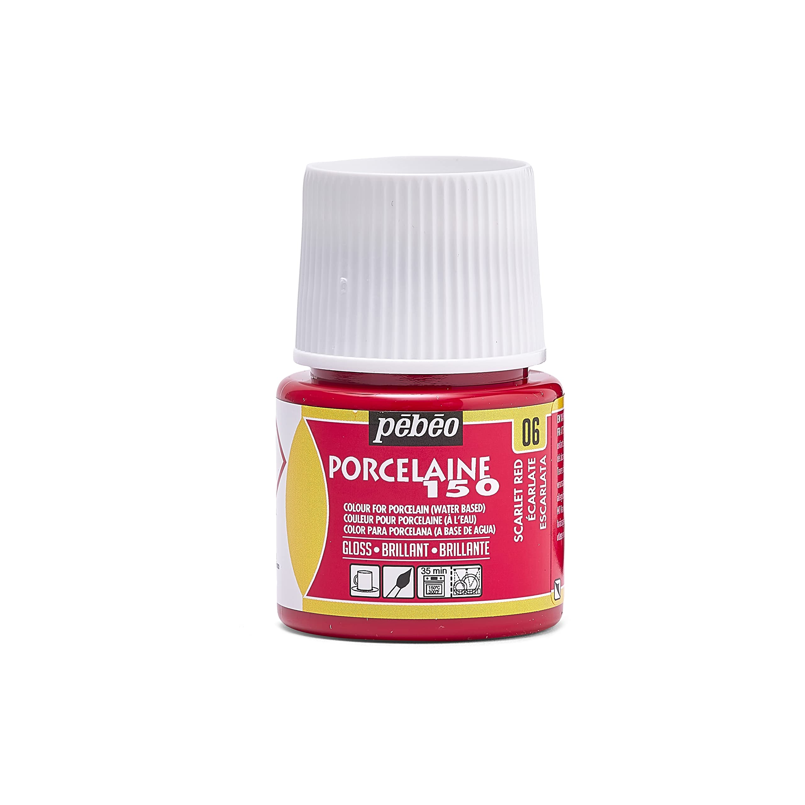 Pebeo 024-006 45ml Porcelaine 150 China Paint 45-Milliliter Bottle, Scarlet Red — image 1