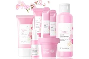 7PCS Skincare Set – Skin Care Kit for Teens & Women – Facial Kit with Peeling Gel, Toner, Serum, Face Cream, Eye Cream, Mud M