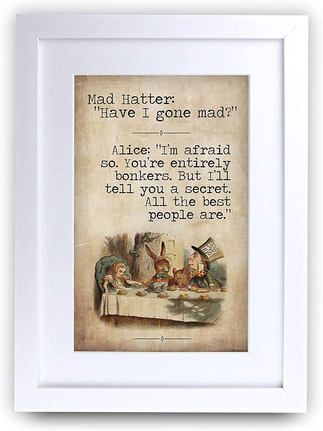 HWC Trading A4 FR Alice in Wonderland You're Entirely Bonkers Gifts For Decorating Your New Born Baby's Room - A4 Framed