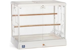 Prevue Pet Products Clear View Glass Bird Cage Crystal Palace Luxe for Small Birds - White Frame