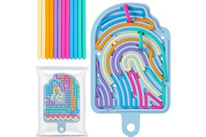 BOXOB Sensory Activity Board, Silicone Fidget Toys Sensory Board with 12pcs Strips Cute Ice Cream Shape Calm Down Toy Autism 