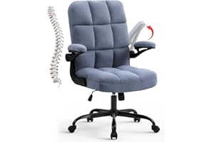 SEATZONE Executive Office Desk Chair High Back Ergonomic Task Chair Computer Faux Fur Chair Home Office Chairs with Lumbar Support, Blue
