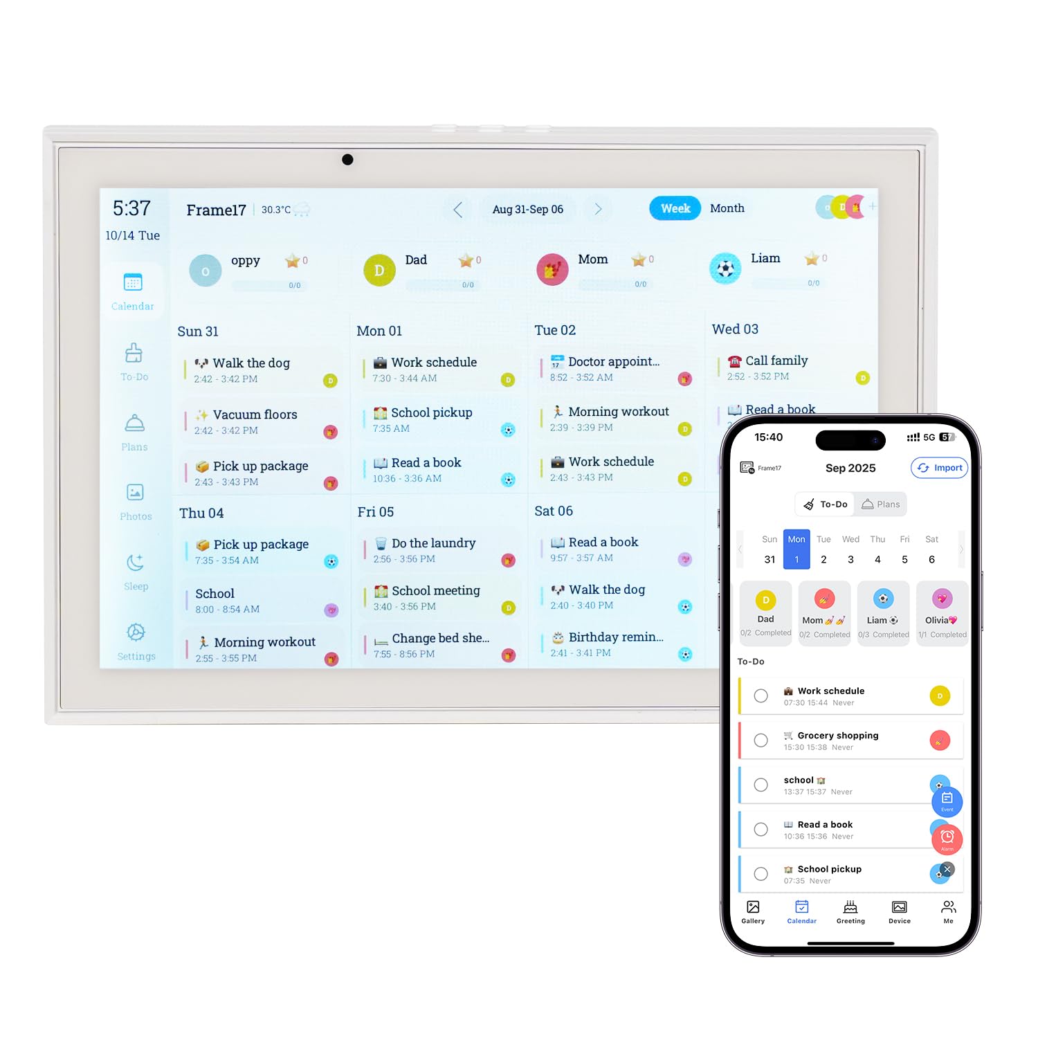 Photo 1 of 10.1 Inch Smart Digital Calendar Chore Chart Meal Planner HD Touchscreen Smart Family Planner, Hearth Display Desk Digital Calendar Seamless Scheduling(No battery)