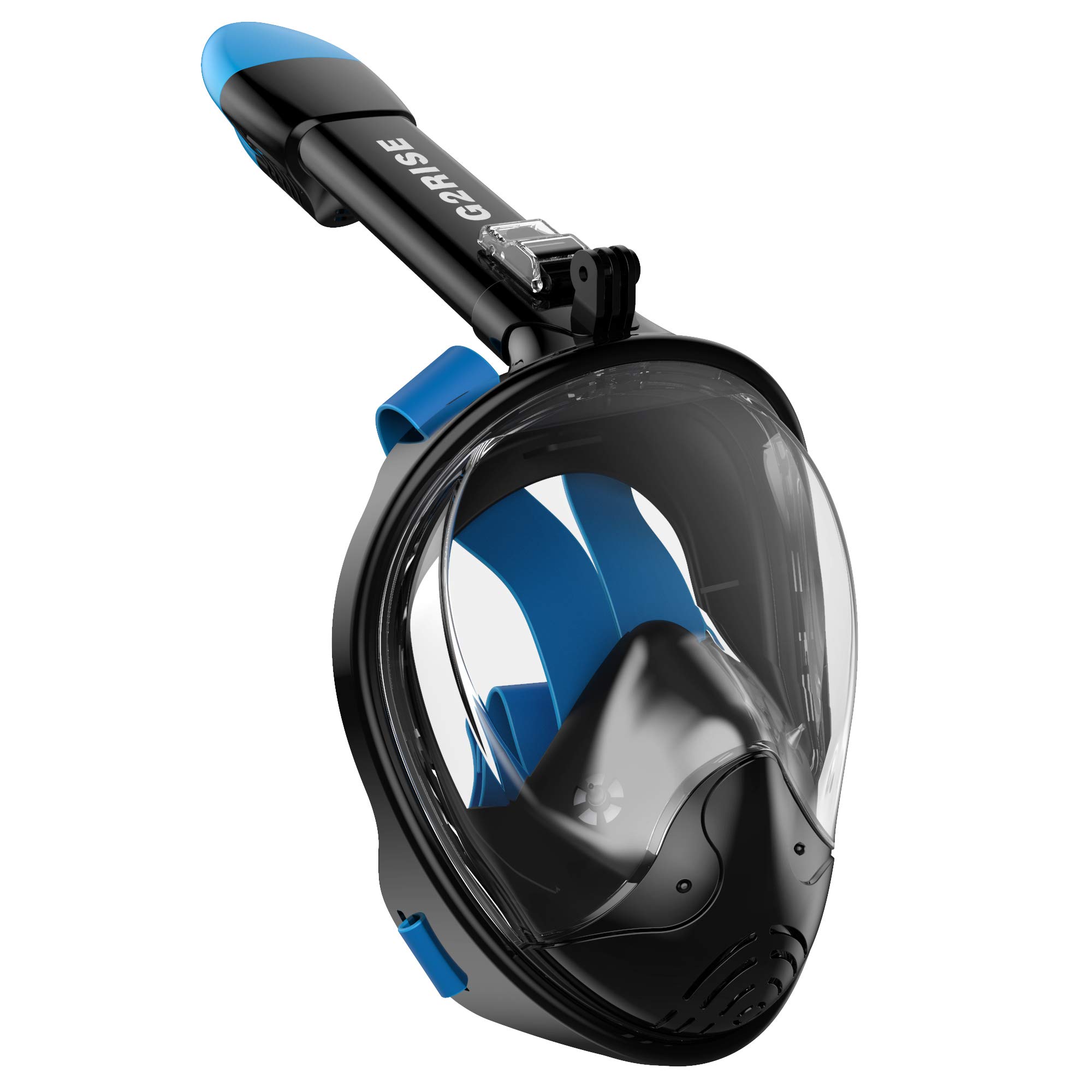 G2RISE SN01 Full Face Snorkel Mask with Detachable Camera Mount, Anti-Fog and Foldable Design, Advanced Breathing System for a Safe Adults/Kids Snorkeling Experience (BlackBlue, XS)