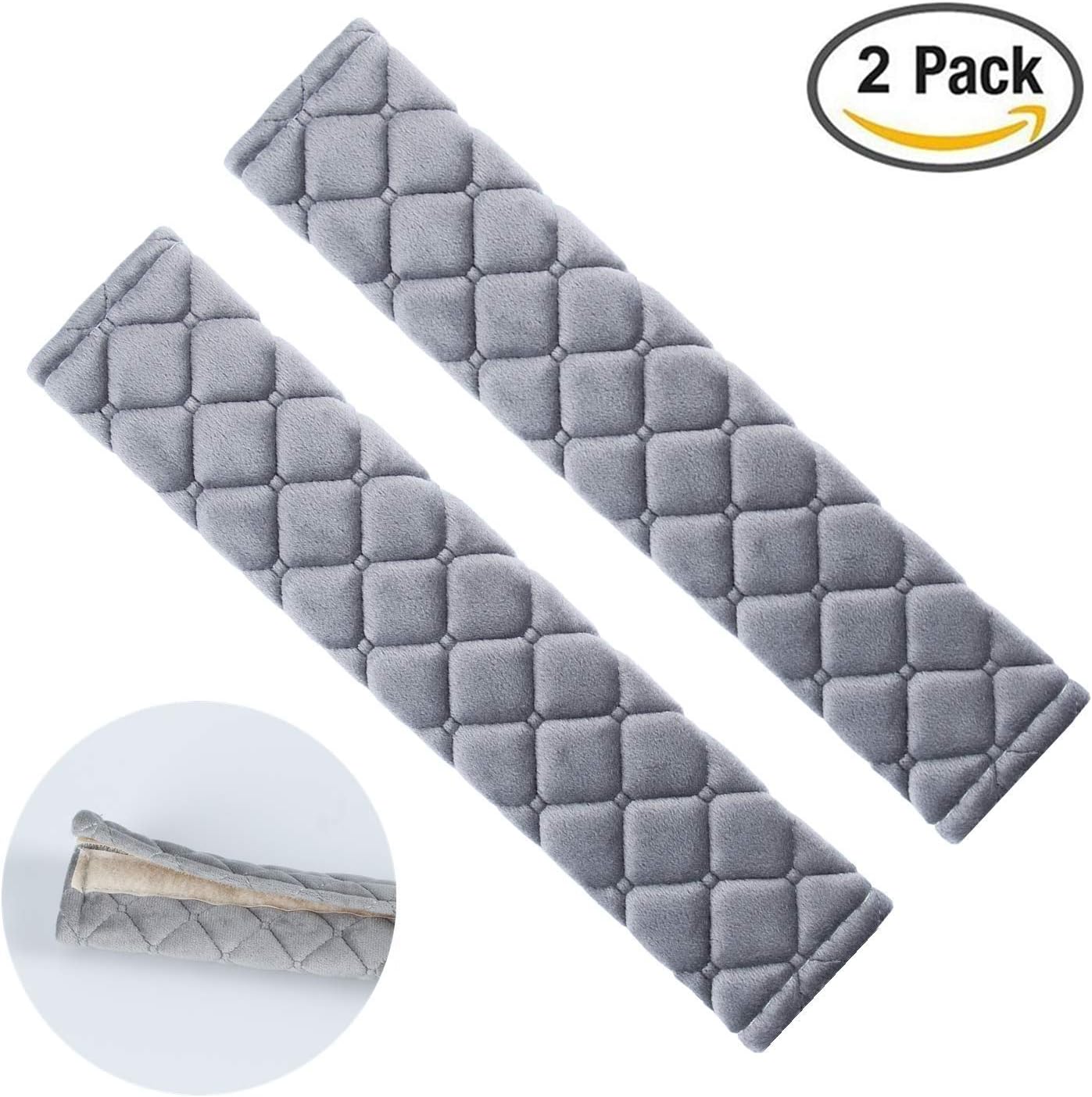 MIKAFEN Seat Belt Comfort Harness Pads - Car Seat belt Comfort Pads x 2 Hook And Loop Strap - Travel Cushion Seat Belt Covers (gray) - Image 3