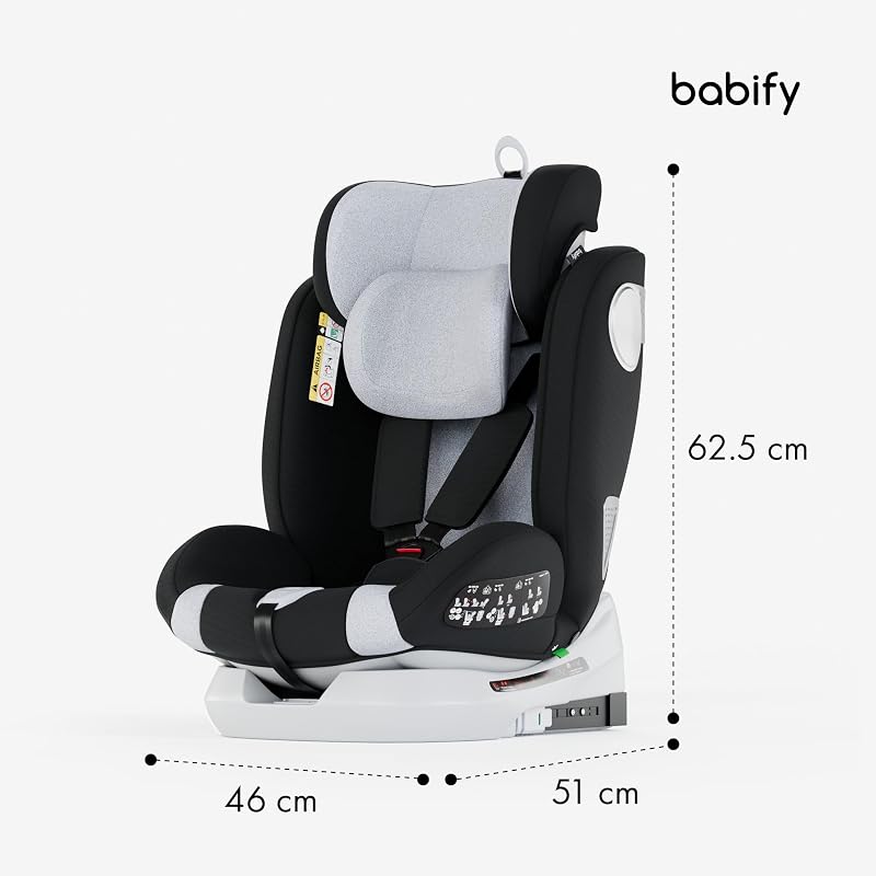 Onboard Seggiolone Auto Isofix I-Size per Bambini da 0 Mesi - 12 Anni, 40-150cm, Seduta Auto Bimbi Regolabile e Reclinabile, rotazione di 360º, Gruppo 0, 1, 2, 3
