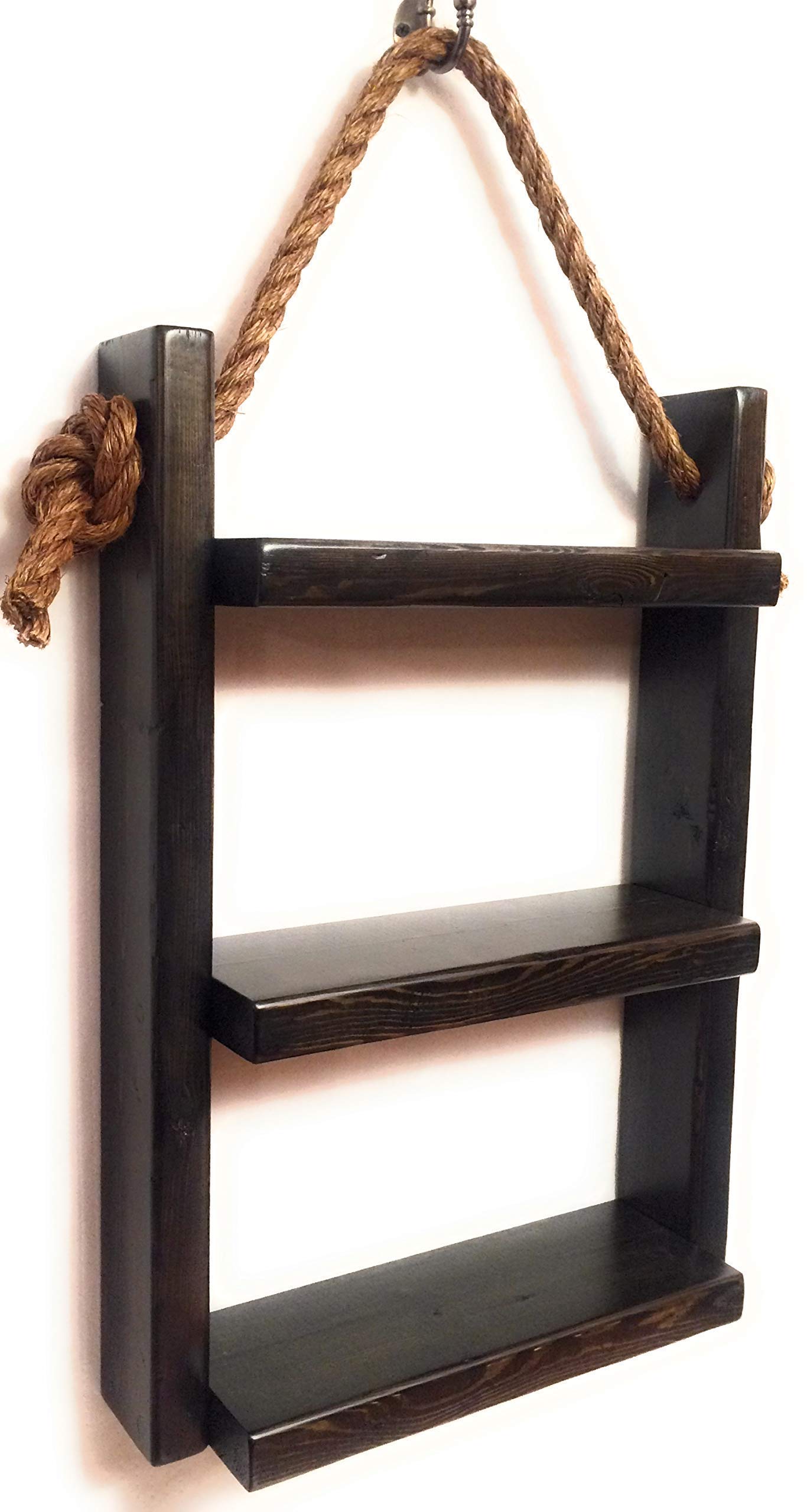 Rope Hanging Shelf, Wooden Ladder Shelf, Storage Shelf, Bathroom