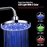 Yosoo 8-inch RGB LED Shower Head Stainless Steel Temperature Sensor Waterfall view 4