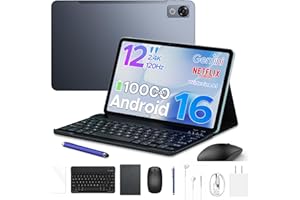 P12 2026 Latest Android 16 Tablet, 120Hz 2.4K Android Tablet 12 Inch, Octa-Core Gaming Tablet with 48GB+128GB/2TB,10000mAh, G