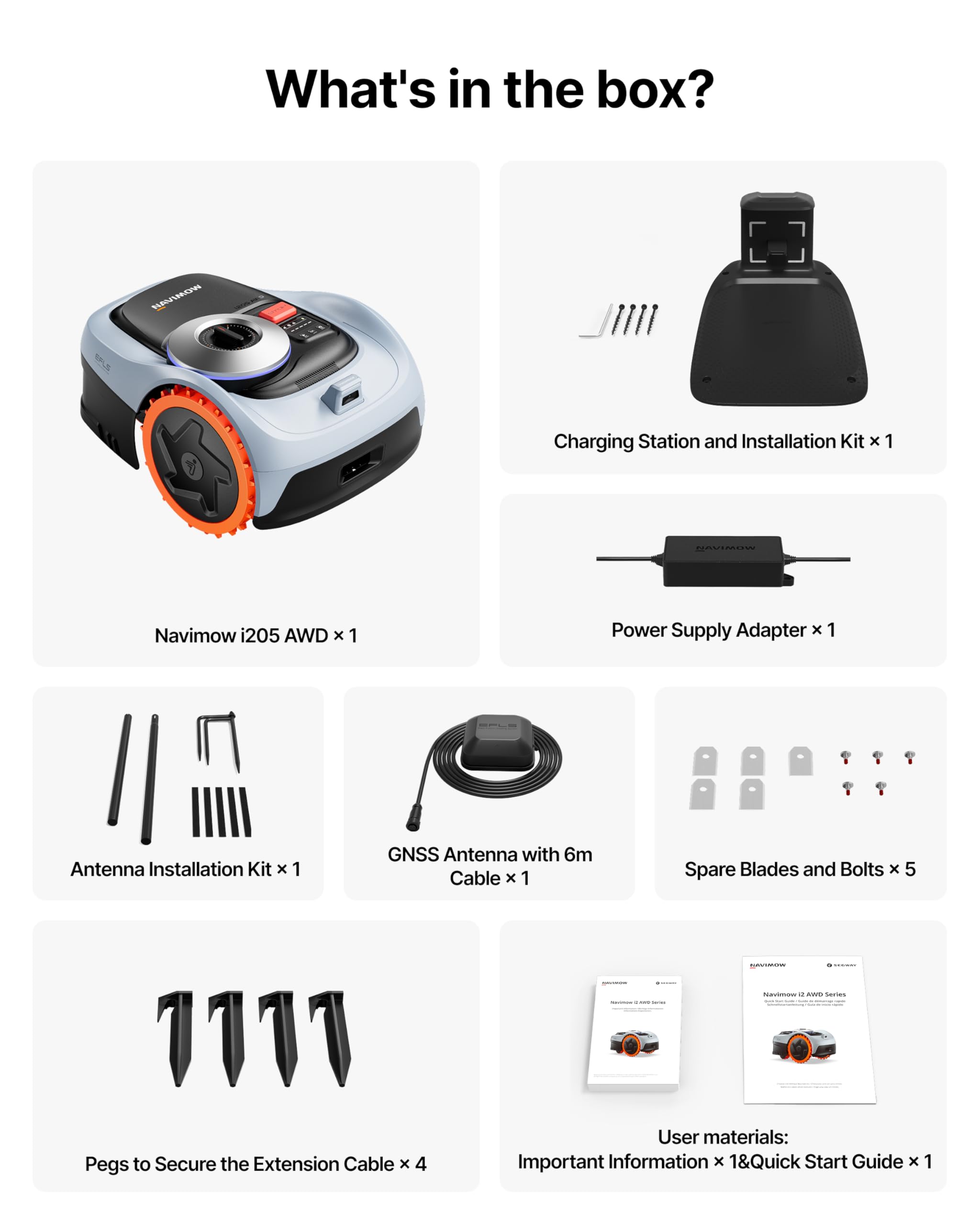Segway Navimow i205 AWD Mähroboter ohne Begrenzungskabel mit Garage S, Empf. 500 m², Allradantrieb für Steigungen bis zu 45%, EFLS NRTK+Vision, Keine RTK-Antenne erforderlich 8