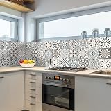 indabyo 20pcs Vintage Victorian Tile Stickers 15x15 cm Moroccan Grey Beige view 5