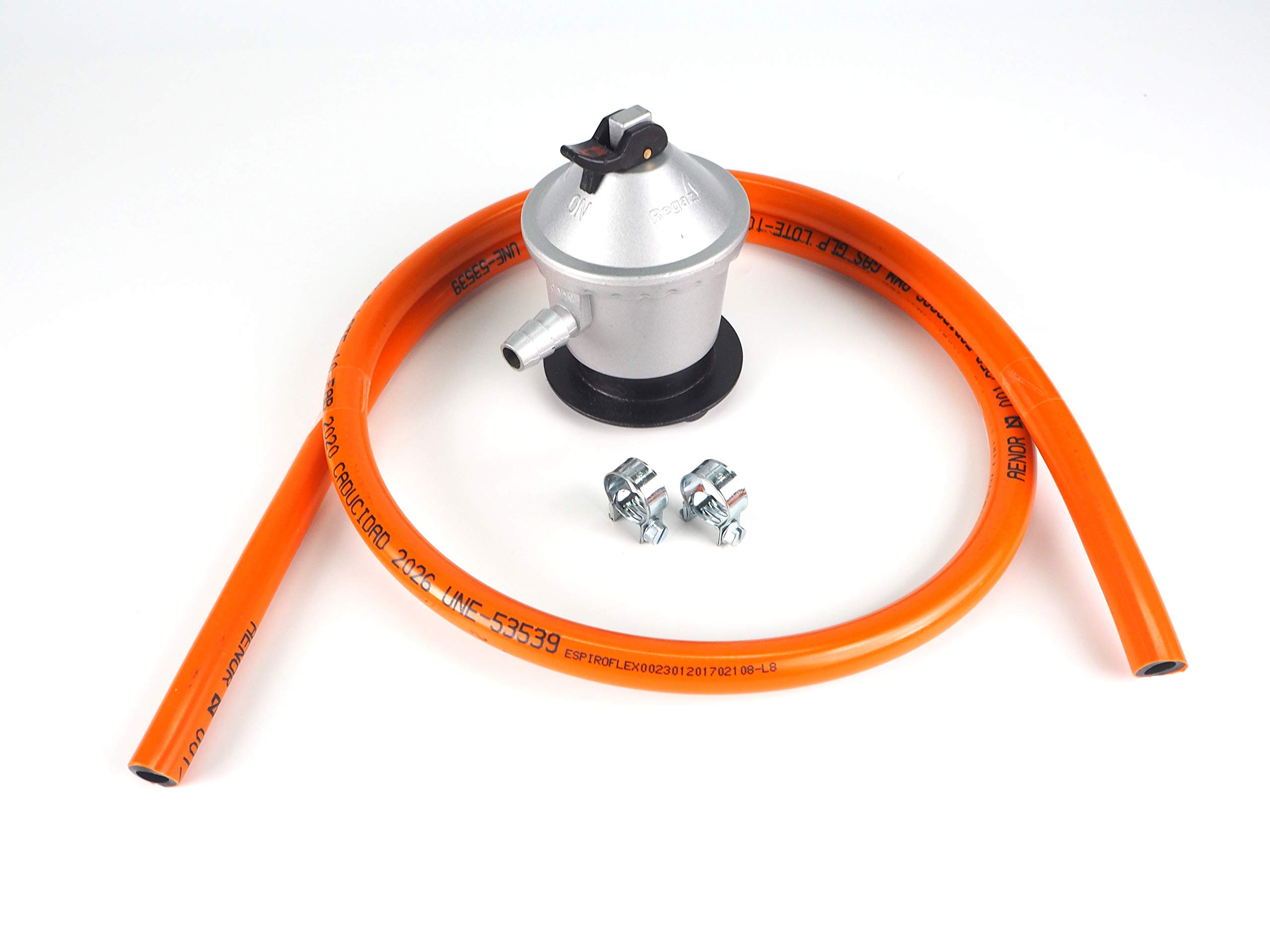Sanfor 5114 Set Butane Gas Regulator + Rubber, Silver/Orange, One Size