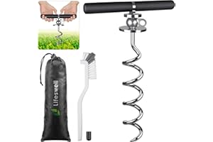 Lifeswell 15 Inch Dog Tie Out Stake, Heavy Duty Dog Spiral Stake for Medium to Large Dogs up to 220lbs, No Tangle, Dog Anchor for Yard, Camping, and Beach