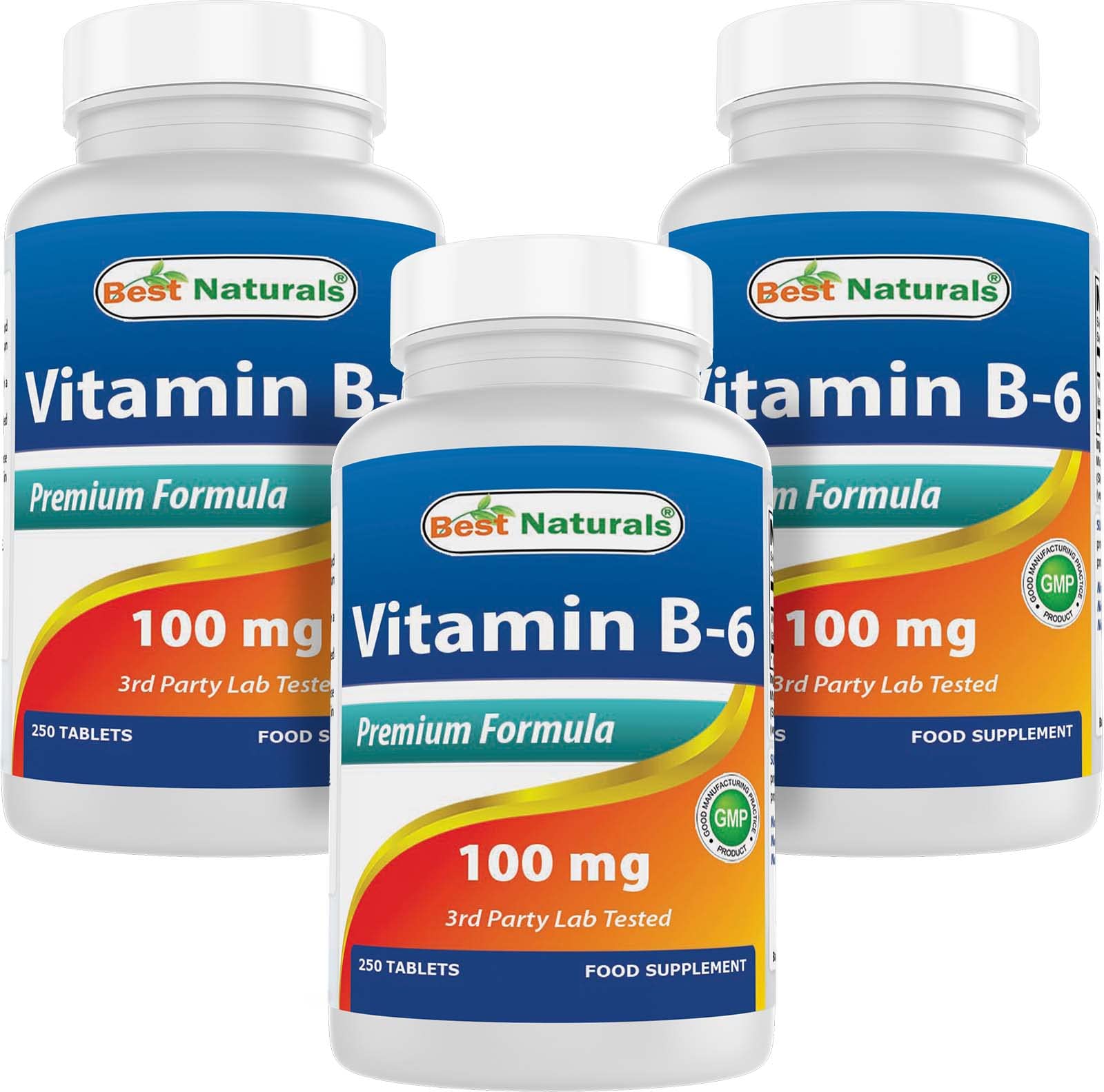 Vitamin B-6 100 mg 250 Tablets by Best Naturals (250 Count (Pack of 3))