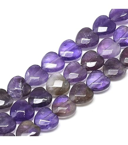 2 Strands Natural Amethyst Heart Beads - Polished 10x10x5mm Stone Charms For Jewelry Making