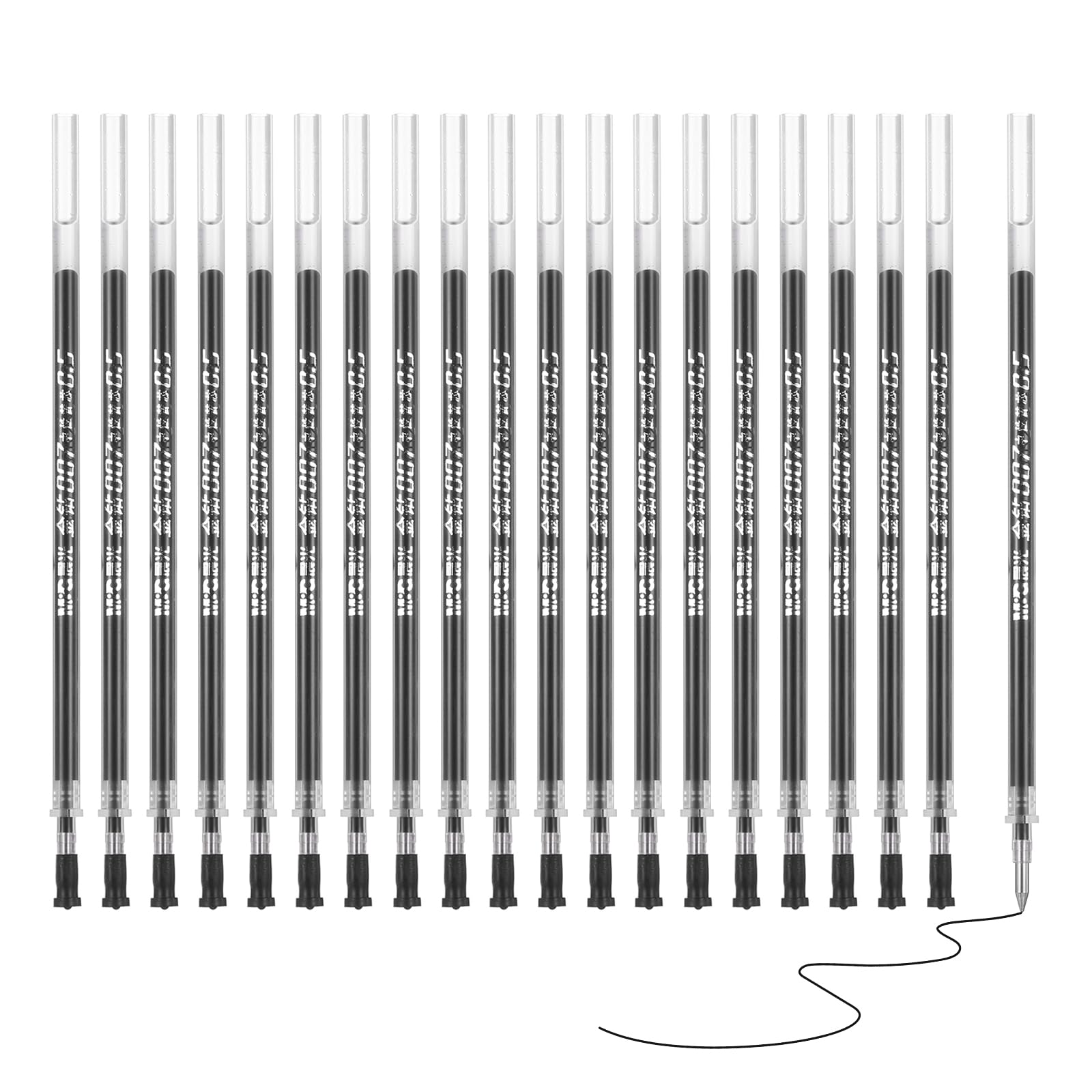 PATIKIL Gel Pen Refills 0.5mm Fine Point, 20 Pack Quick Drying Smooth Black Gel Ink Pen Replace Refills for Retractable Pen Click, Office Study Classroom Supplies, 5.2"