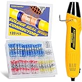 haisstronica 120PCS Solder Seal Connector Kit, 350W Heat Gun, AWG 26-10 | Clear Sleeves, 2 Heat Settings, Focused Nozzle, 4 Color-Coded Sizes, Mini Heat Gun, Tight-Space Repairs
