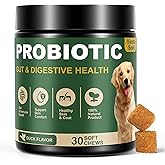 Probiotics for Dogs - Dog Probiotics for Yeast, Itchy Skin and Itchy Ears, Digestive Health, Diarrhea Relief, Gut & Immune Support - with 7 Enzymes, 3 Prebiotics & Omega-3 (Duck 30ct)