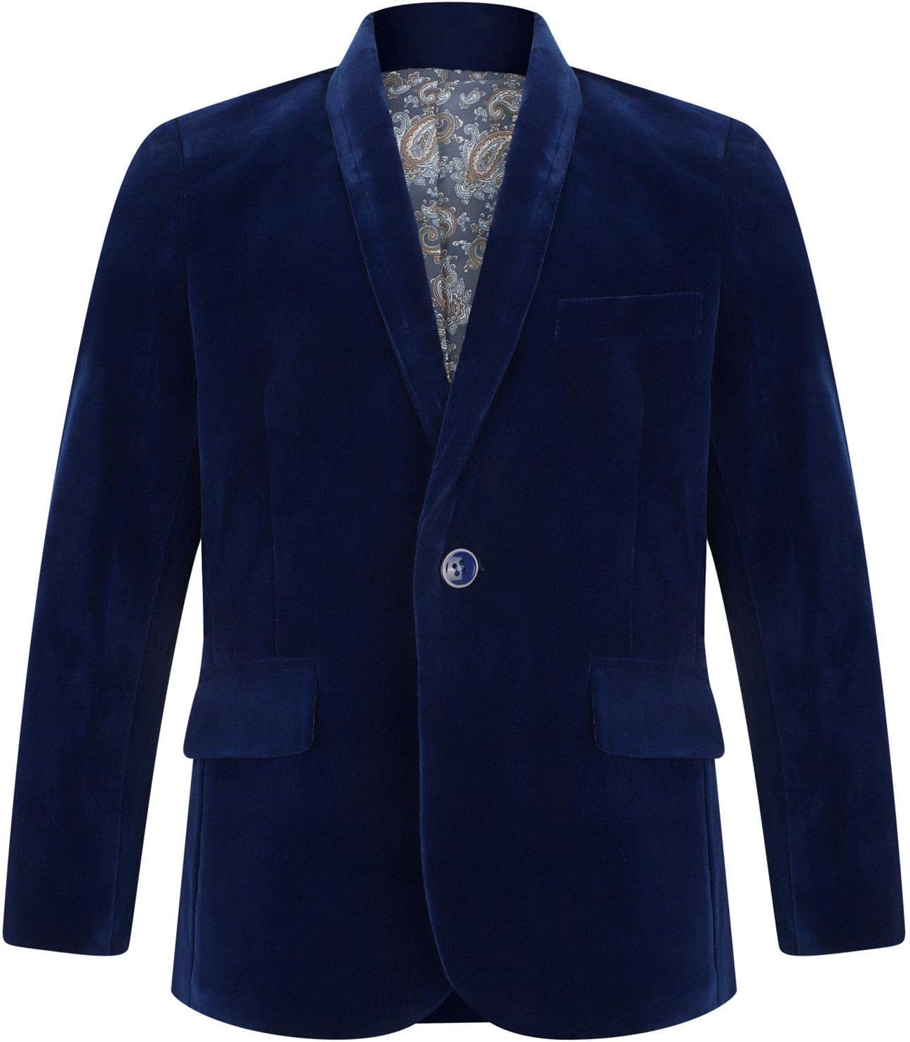 Boys Velvet Blazer Jacket Black Navy Burgundy 1 to 15 Years (9, Navy)