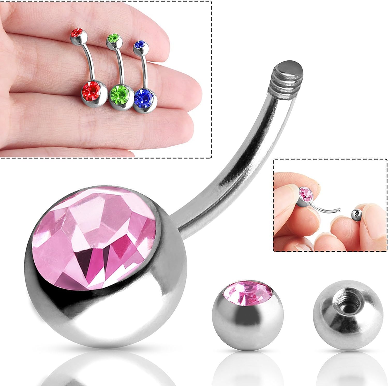 Belly Button Bars with Double Gems - Image 4