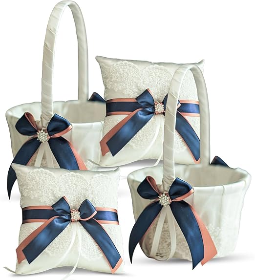 Amazon Com Roman Store Ivory Ring Bearer Pillow And Basket Set