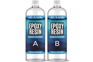 Art 'N Glow Epoxy Resin 32 oz Kit - Crystal Clear, UV Resistant, Self Leveling, Food Safe for Table Top, Arts & Crafts, Wood, Casting, Jewelry Making, Use with Mica Powder, Silicone Molds, Alcohol Ink