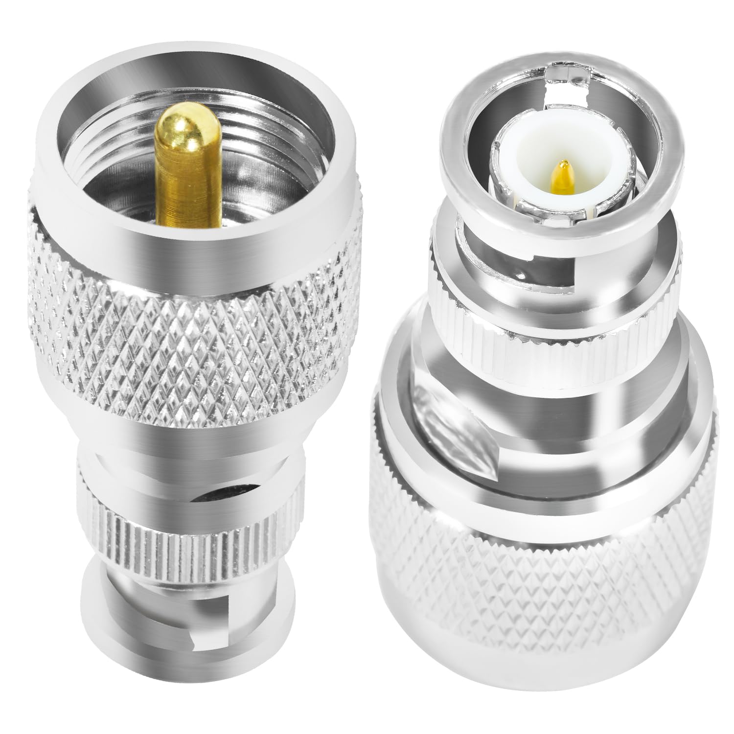 Fohevers 2 Pcs BNC Male Plug to UHF PL259 Male Adapter Coax Cable RF Coax Connector for Ham Radio Antenna Scanner Coaxial Cable