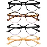 Przene 4 Pack Blue Light Blocking Glasses for Women Men,Retro Round Computer Gaming Glasses Anti Eye Strain/UV/Glare (Standard, Mixed Color-C2)