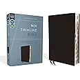 NIV, Thinline Bible, Bonded Leather, Black, Red Letter, Thumb Indexed, Comfort Print