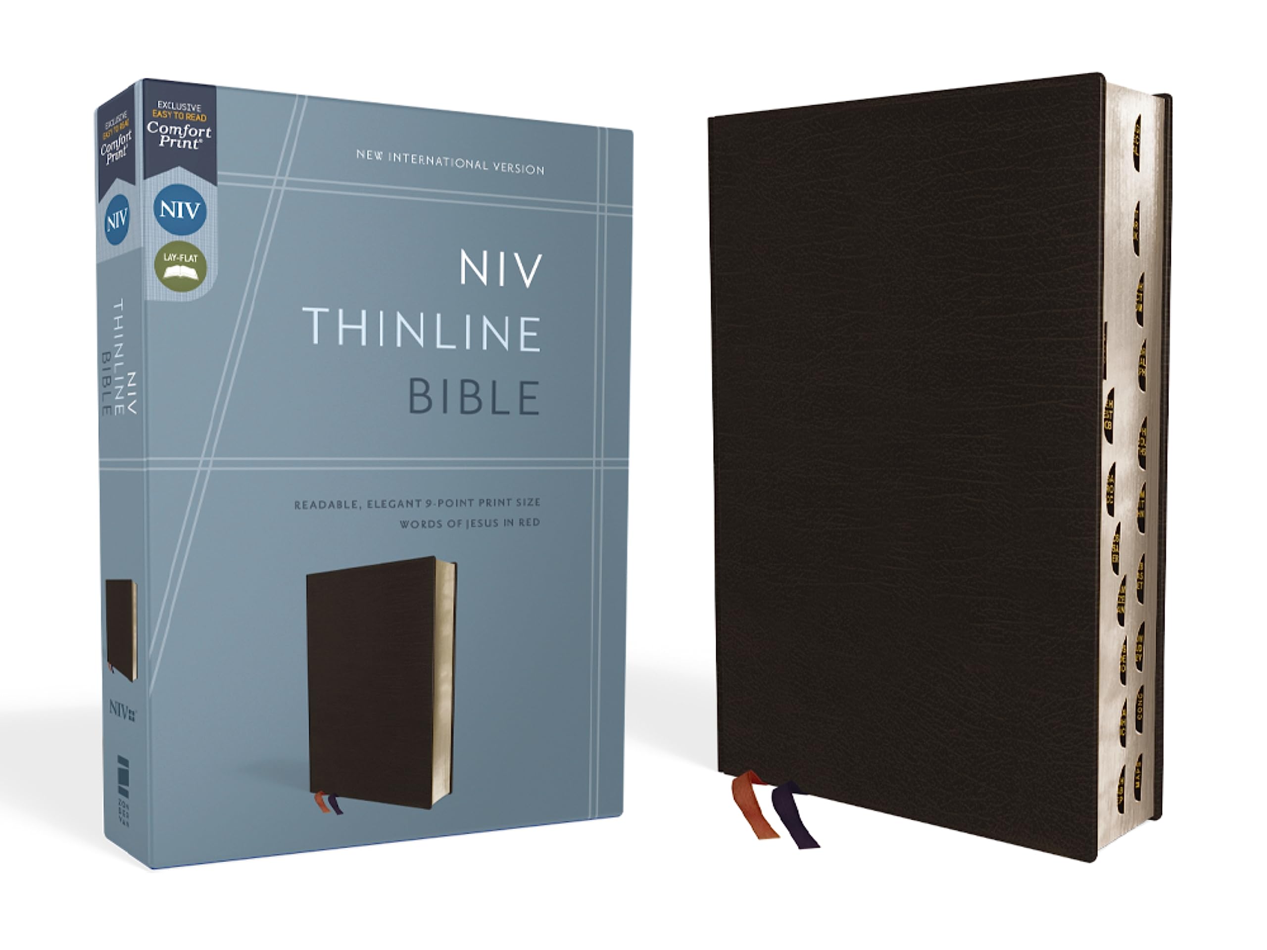 NIV, Thinline Bible, Bonded Leather, Black, Red Letter, Thumb Indexed, Comfort Print NIV, Thinline Bible, Bonded Leather, Black, Red Letter, Thumb Indexed, Comfort Print Bonded Leather