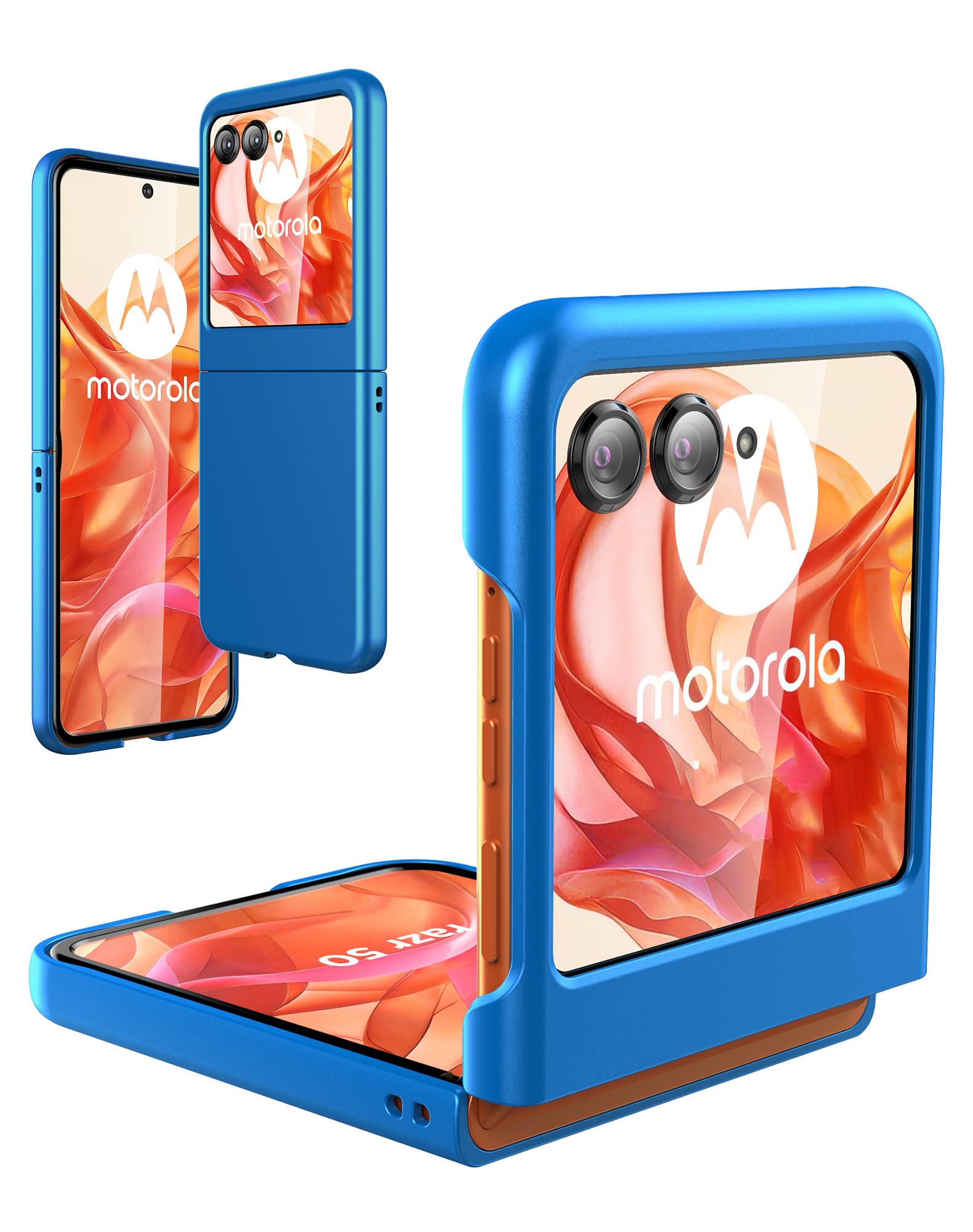 Foluu for Motorola Razr 50/60 Case, Moto Razr 50/60 Slim Phone Case, Premium Thin Full Protection Matte PC with Non-Slip Grip Protective Cover for Motorola Razr 50/60 2025 (Blue)