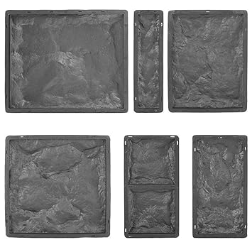 @tec Betonform Schalungsform Gießform Plastikformen für Beton, Naturstein Klinker/Wandverkleidung/Wandverblender/Verblendsteine für innen/außen, 6er-Set Klinker/Riemchen Stein-/Bruchsteinoptik