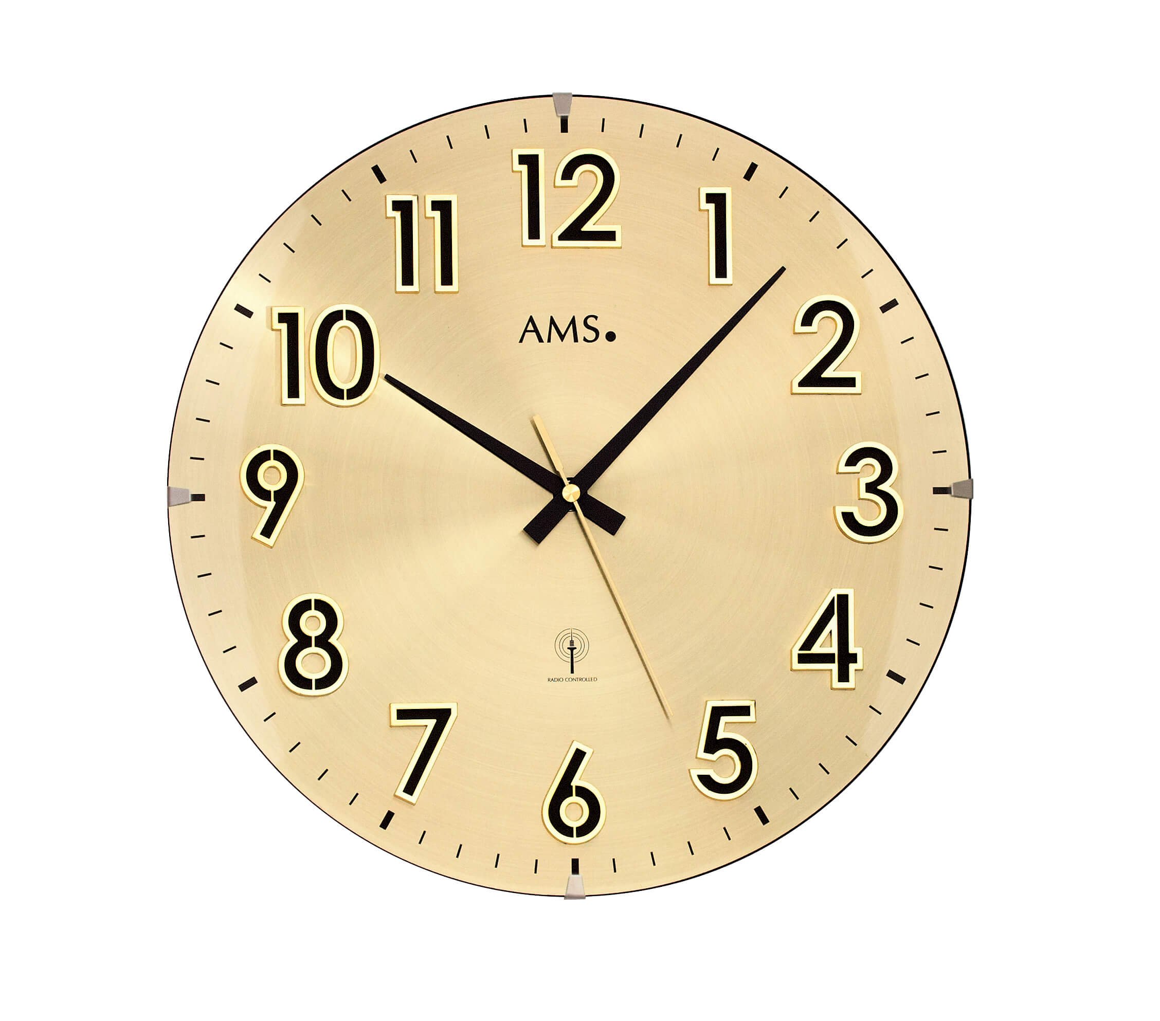 AMS Uhrenfabrik F5974 Teak Finish Clock, Silver