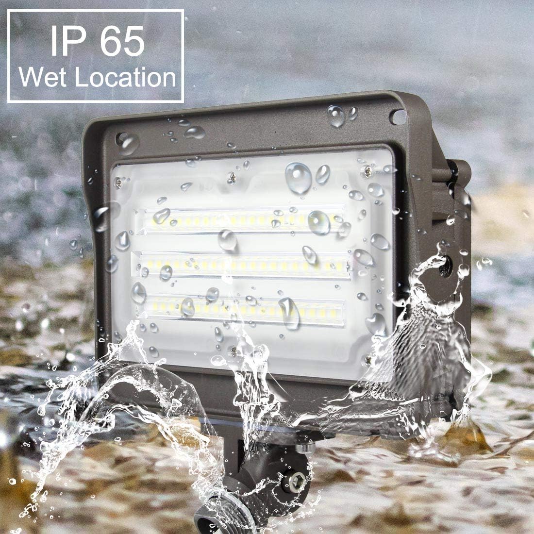 Kadision LED Flood Light with 180° Adjustable Knuckle, 50W Security Lights IP65 Waterproof Outdoor Lighting, 250W Equivalent 5000K 6500lm 100-277Vac, ETL DLC Listed 10-Year Warranty (No Photocell) - - 