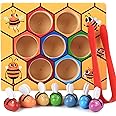 YUNCHY Toddler Fine Motor Skill Toy, Bee to Hive Matching Game, Montessori Wooden Color Sorting Matching Toy, Preschool Educational Learning Toys Gift for Toddler 2 3 Years Old