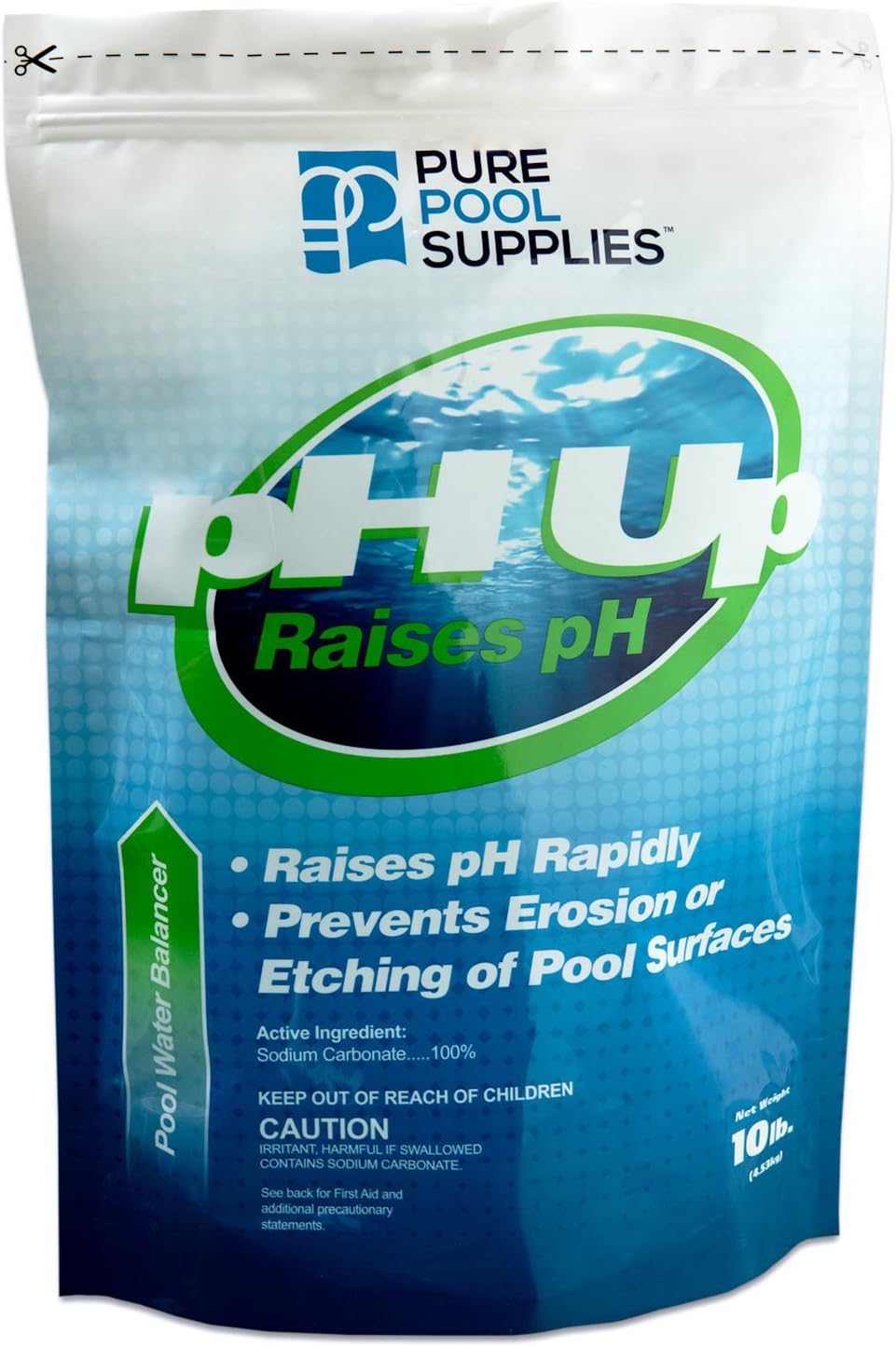 Pure Pool Supplies pH Up 10 Lbs. (pH Increaser pH Plus Soda Ash Sodium Carbonate) Pool Spa Balancer