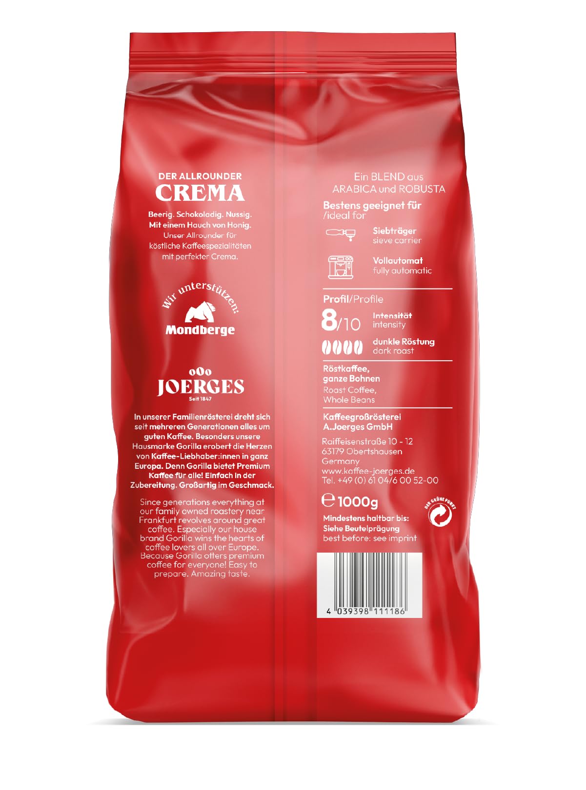 Joerges FF01GOSB Espresso Gorilla Super Bar Crema, 1 kg (2er Pack) 2