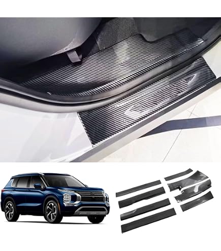 Kakash Stainless Steel Door Sill Guards For Mitsubishi Outlander 2022-2024 & Outlander PHEV 2023-2024 – 4-Piece Set, Black Logo