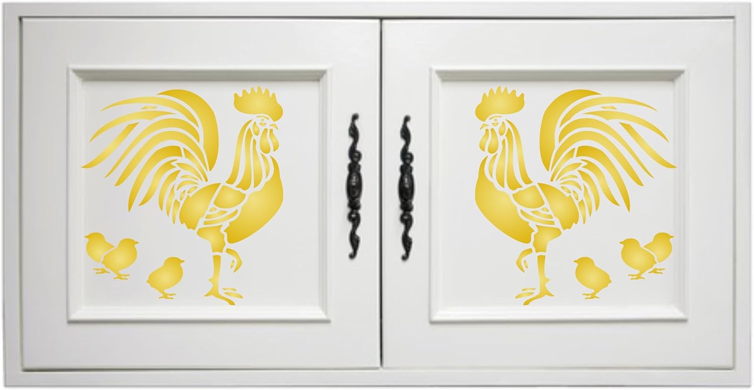 Rooster Stencil - 35.5 x 35.5cm (L) - Reusable Large Farm Animal Bird Chicken Mural Wall Stencil Template - Image 4