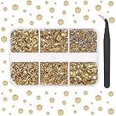 qiipii Champagne Golden Resin Crystal Rhinestones for Bedazzling Crafting 2mm 3mm 4mm 5mm 6mm Flatback Stones Gems Crystals Diamonds for Nails Face Eyes Makeup Tumblers Bottles Crafts Clothes Shoes